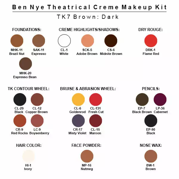 Ben Nye Theatrical Creme Makeup Kit 6 Ben Nye Theatrical Creme Makeup Kit