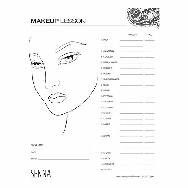 Senna Makeup Artist Face Charts 1 Senna Makeup Artist Face Charts
