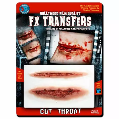 Special FX Tinsley Transfers Cut Throat - 3D FX Transfers Medium 1 Special FX Tinsley Transfers Cut Throat - 3D FX Transfers Medium